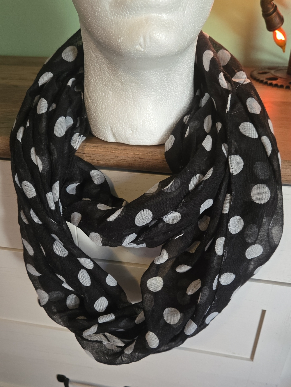 Premium, Sheer& Lightweight Infinity Polka Dot Scarf - Women's Wrap